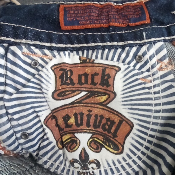Rock Revival Blue Denim Jeans Skinny Bejeweled Rhinestones Distressed NWT - Picture 9 of 13